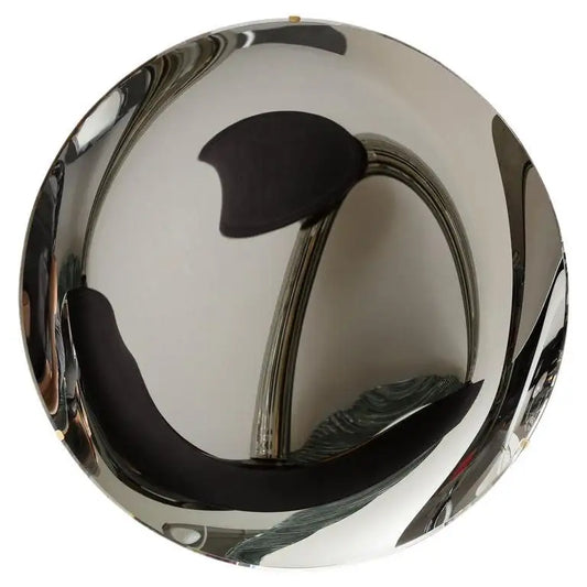 Large Sculptural Round Concave Black Silver Mirror or Wall Art, Italy, 47" diam.