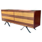 Mid-Century Leather Wrapped Credenza – Red Oak