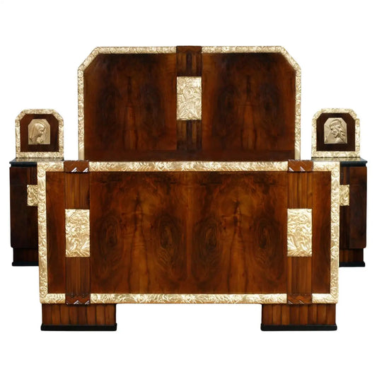 Decorative wooden chest with intricate carvings on a white background