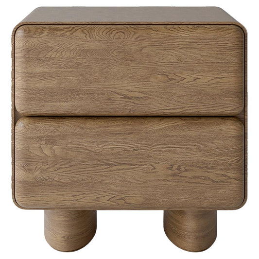 Tombul 2-Drawer Nightstand – Honey Oak with Push-to-Open Mechanism