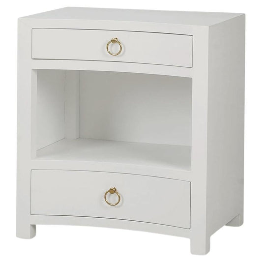 White Linen Wrapped Nightstand – Modern Minimalist Design