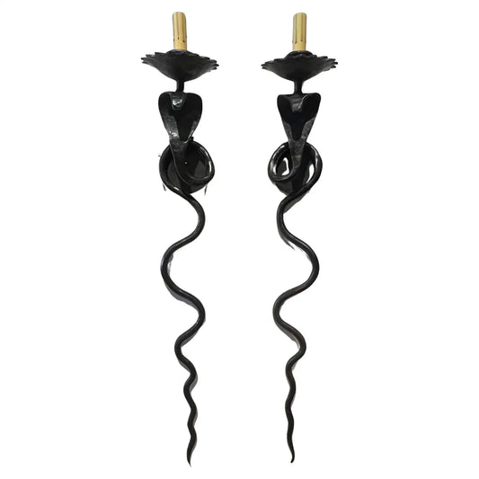 Pair of electrified Serpent Sconces finish in a gunmetal wrought iron finish