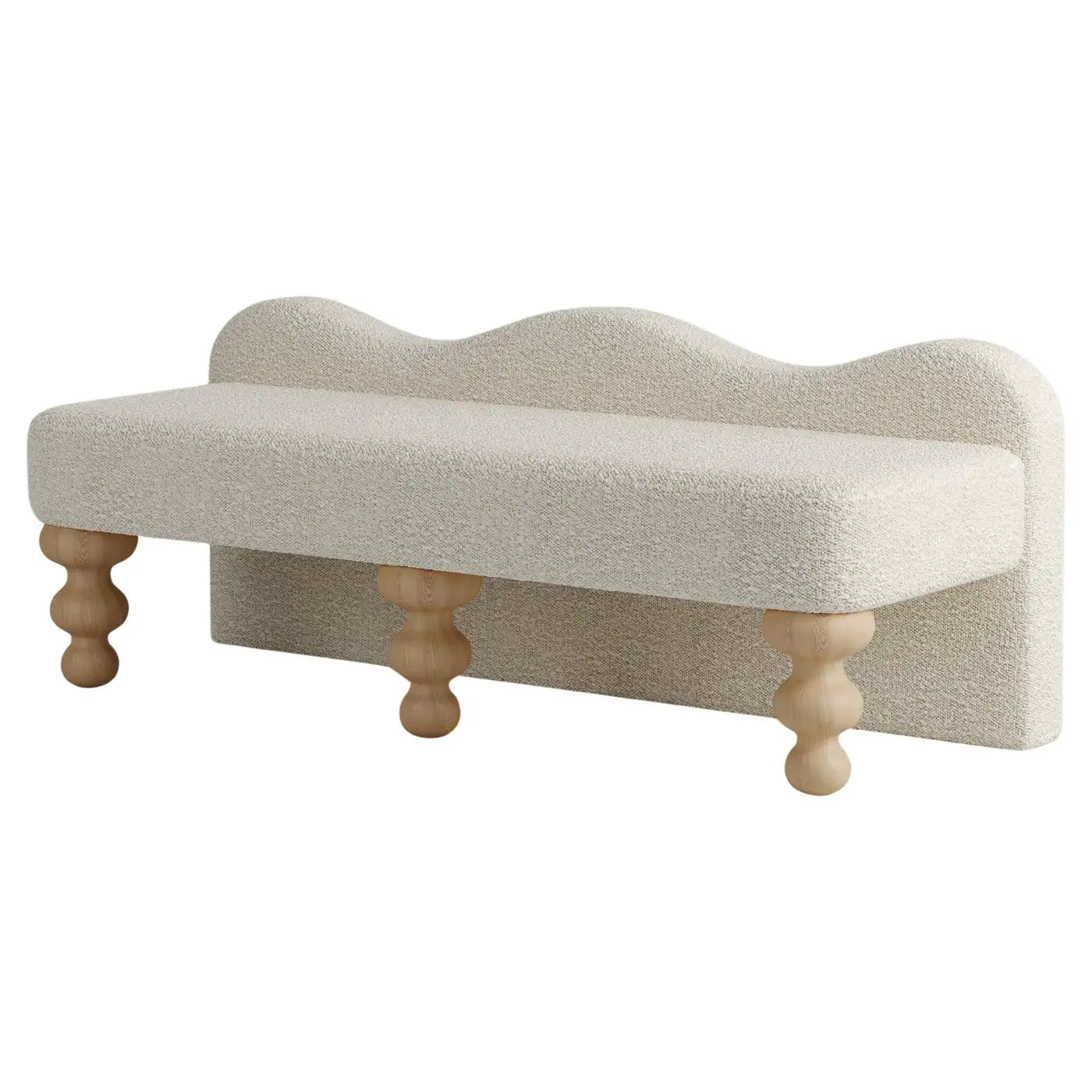 Celine Scalloped Bench in Deep Teal Faux Mohair