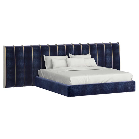 Modern Castle Bed US King Brass, Silk Velvet Handmade in Portugal