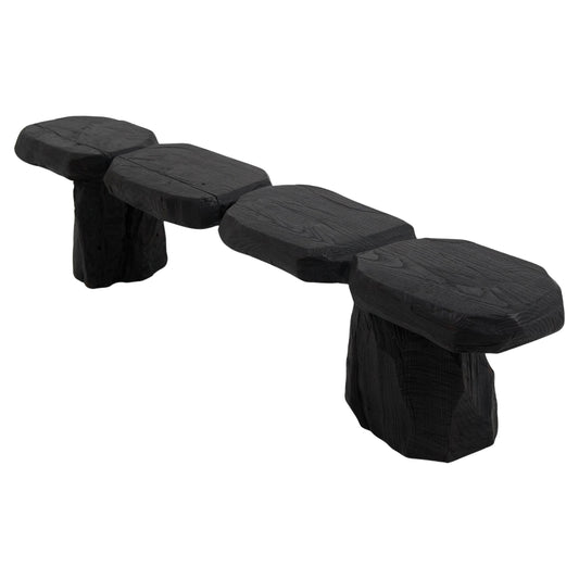 Black stone bench on a white background