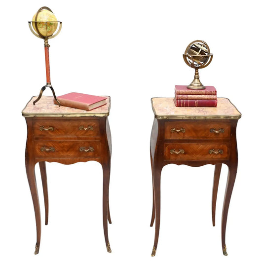 Pair French Nightstands Bedside Chests