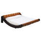 Benatti 'Boomerang' Queen Bed in Cognac Leather and Brown Lacquered Wood