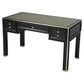 Black desk with green top on a white background