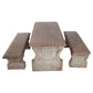 Heavy Italian Granite Carved Outdoor Picnic Dining Table & Benches – 50"