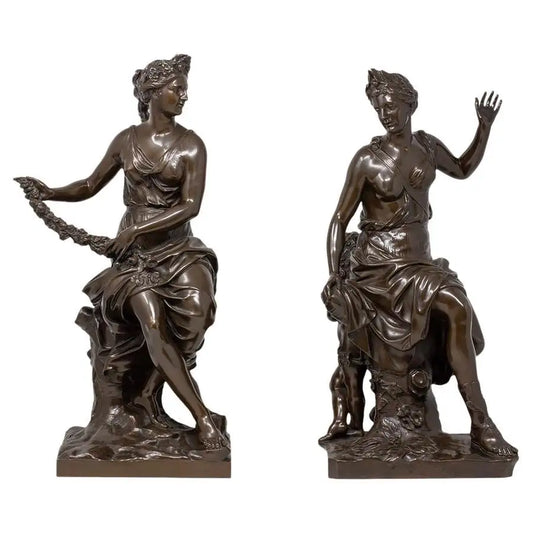 French Bronze Opposing Figures Allégorie du Printemps