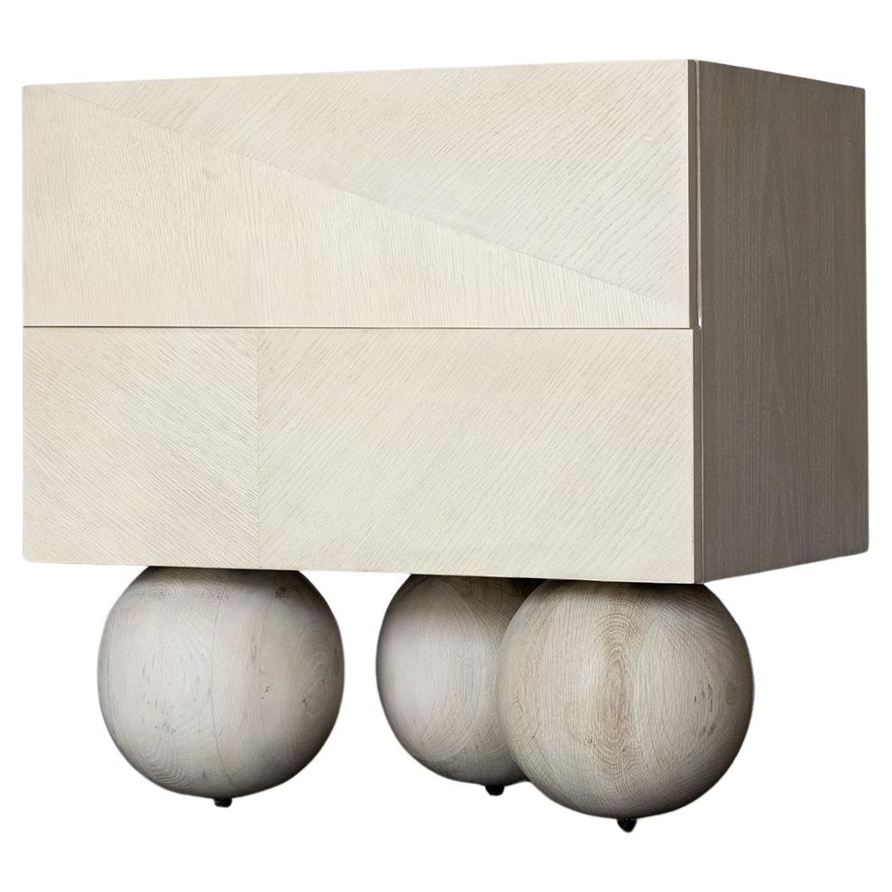 Luna Nightstand – Bleached White Oak with Rift Oak Drawers