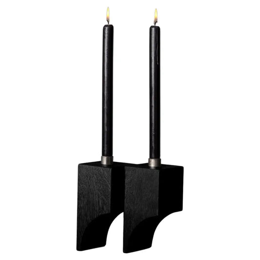 Brutalist Candle Holder R:2 - Solid Black Oak