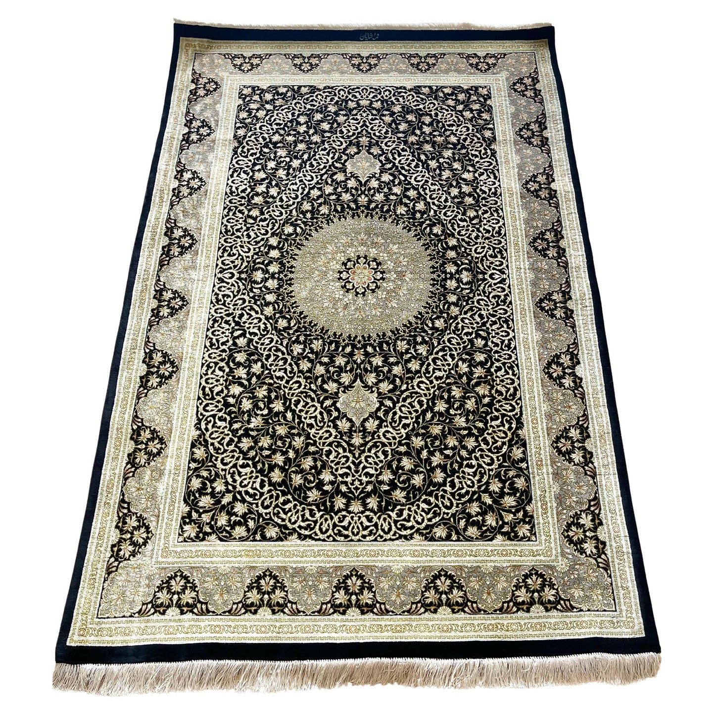 Authentic Hand-Knotted Persian Qum Silk Rug