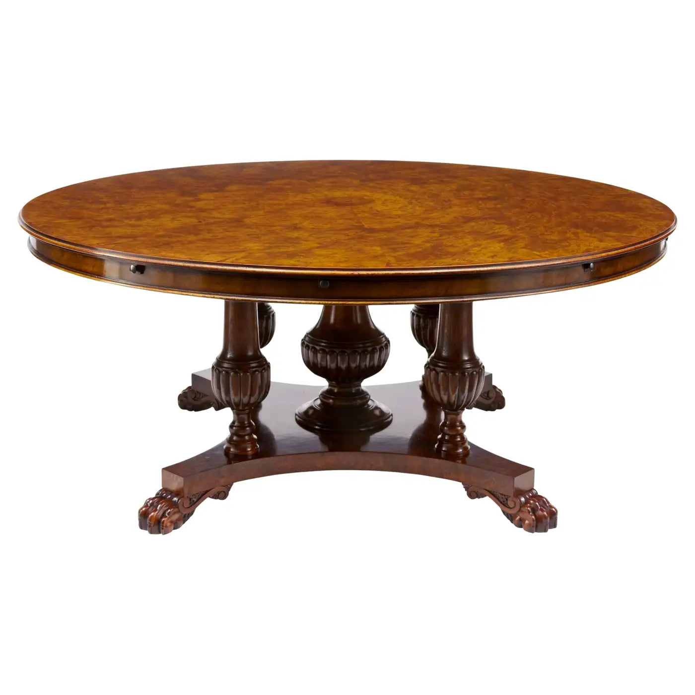 English made carved walnut jupe dining table