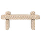 Beige patterned bench with round ends on a white background