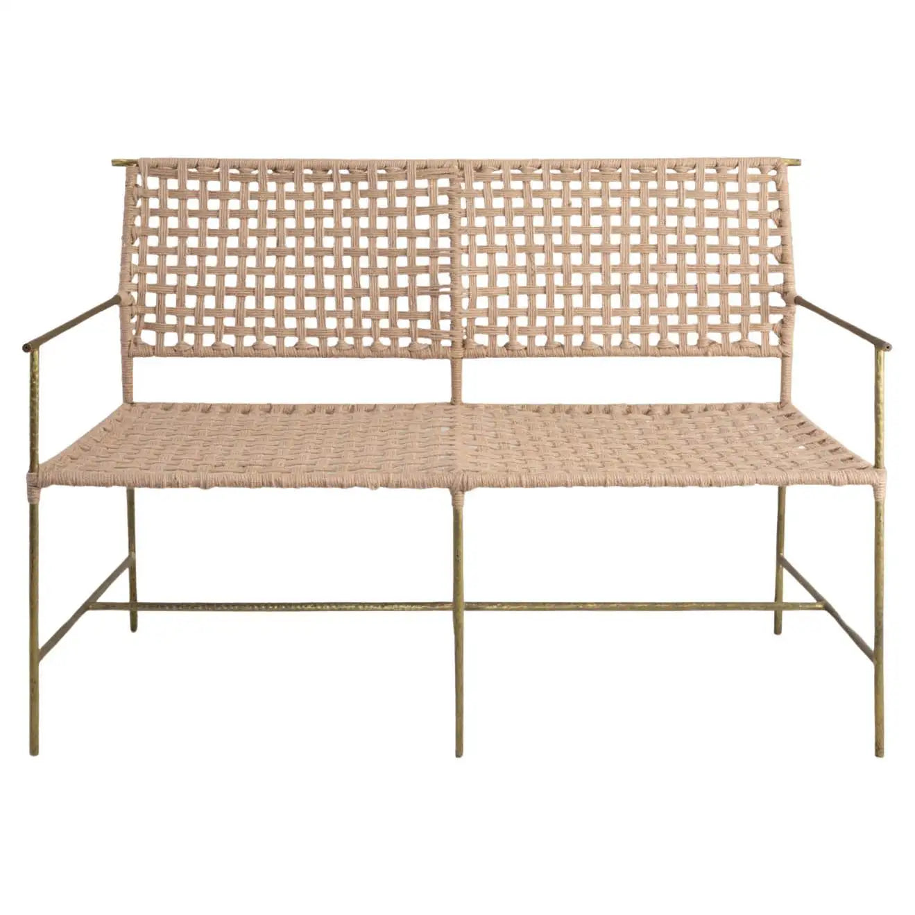 Twist & Knot Bench Handwoven Rope with Brass Legs by Viya
