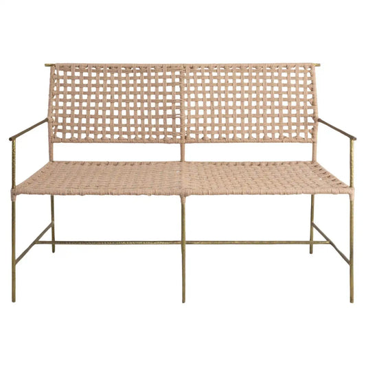 Twist & Knot Bench Handwoven Rope with Brass Legs by Viya