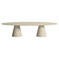 Outdoor Elliptical Dining Table with Brushed Travertine Effect