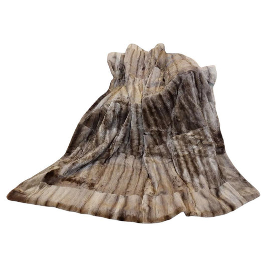 Natural Sheared Raccoon Fur King Size Blanket Luxury Fur Throw