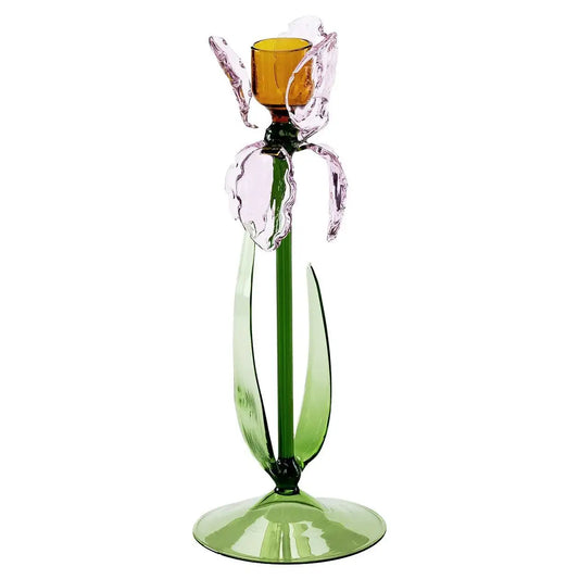 Iris Pink Glass Candleholder