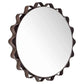 Glimt Round Wall Mirror with Graphite Metal Frame and Taupe Leather Detail