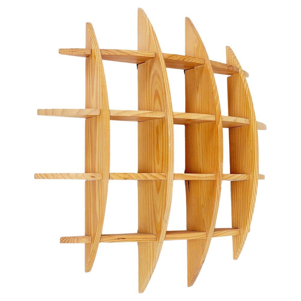 Vintage 1970s Small Round Pine Wall Shelf – Mid-Century Modern