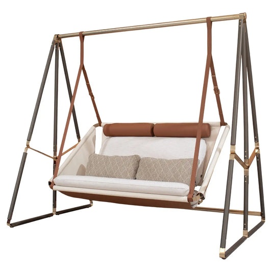 Customizable Outdoor Swing with Leather Details