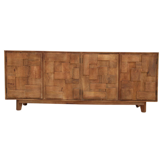 Mondrian Brutalist Four-Door Credenza – Mango Wood