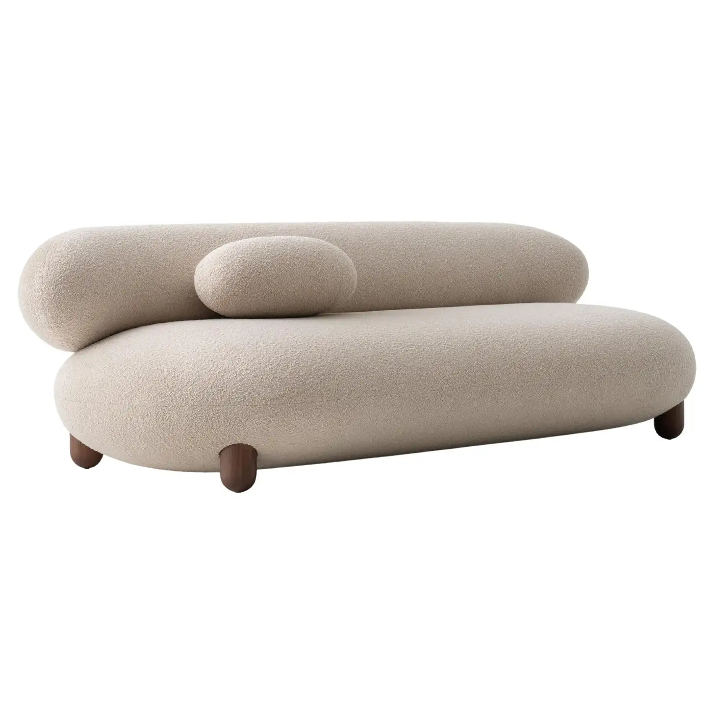 Beige sofa with a modern design on a white background