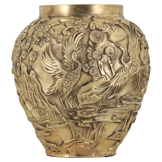 Hokkaido Repousse Vase in Patinated Brass