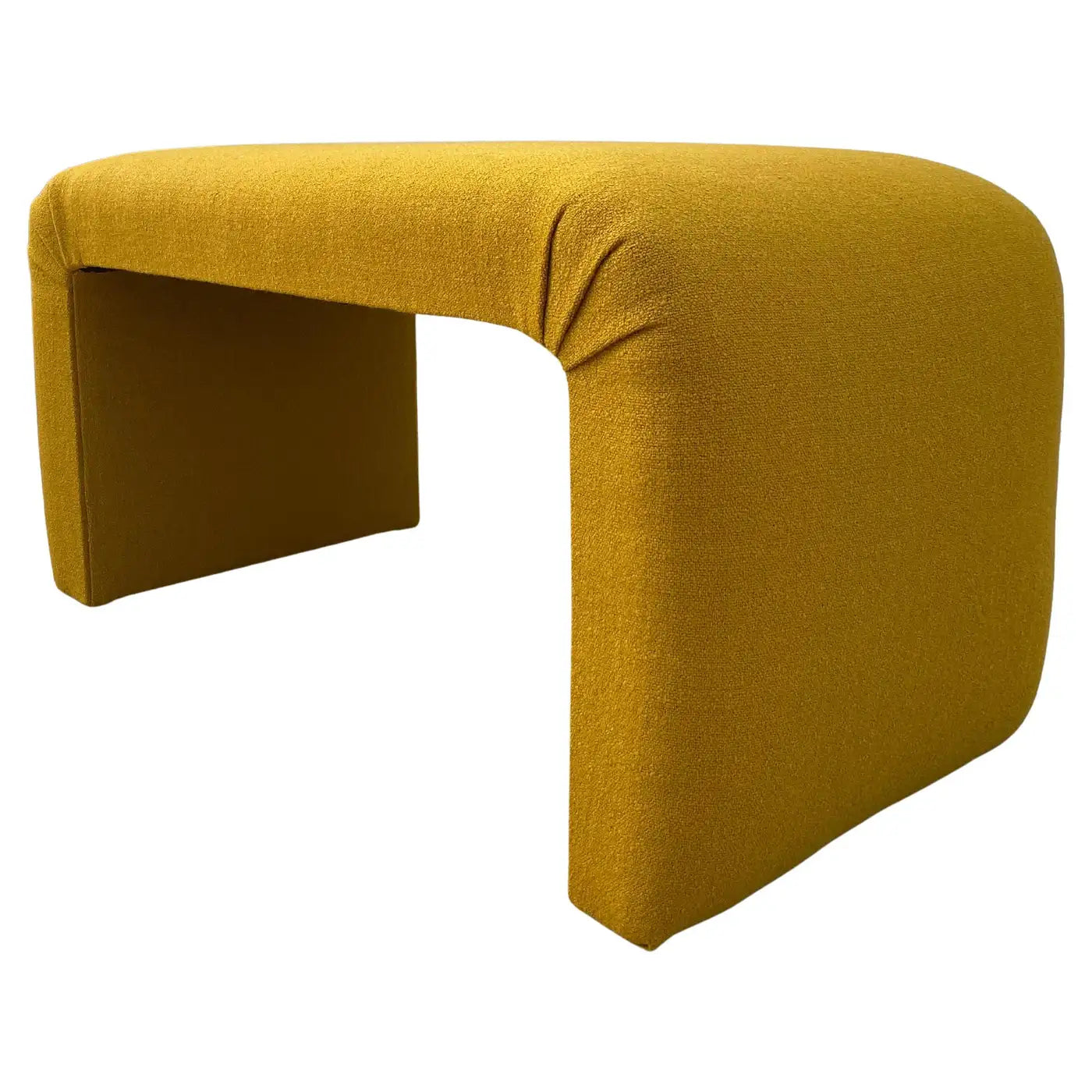 Yellow curved bench on a white background