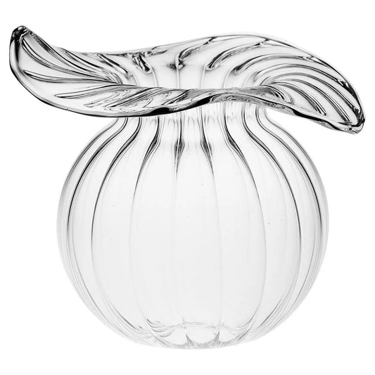 Small Millerighe Round Clear Glass Vase