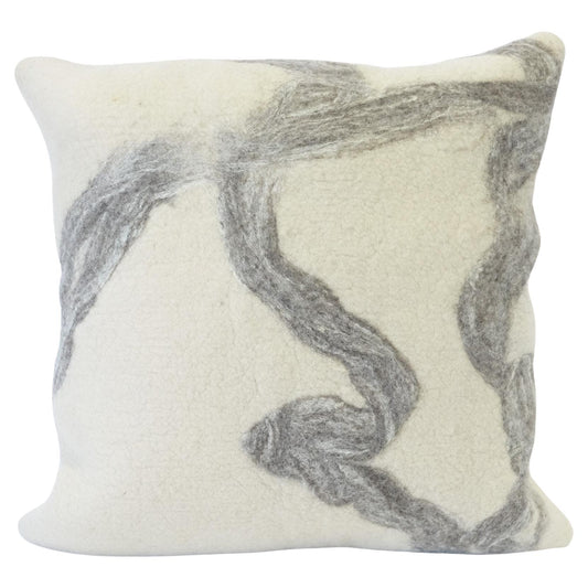 Grey Ribbon Hand‑Felted Wool Pillow
