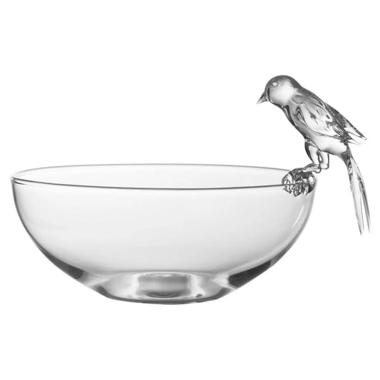 Contemporary Hand Blown Glass Bowl Little Bird Swallow Cute Decorative Crestani