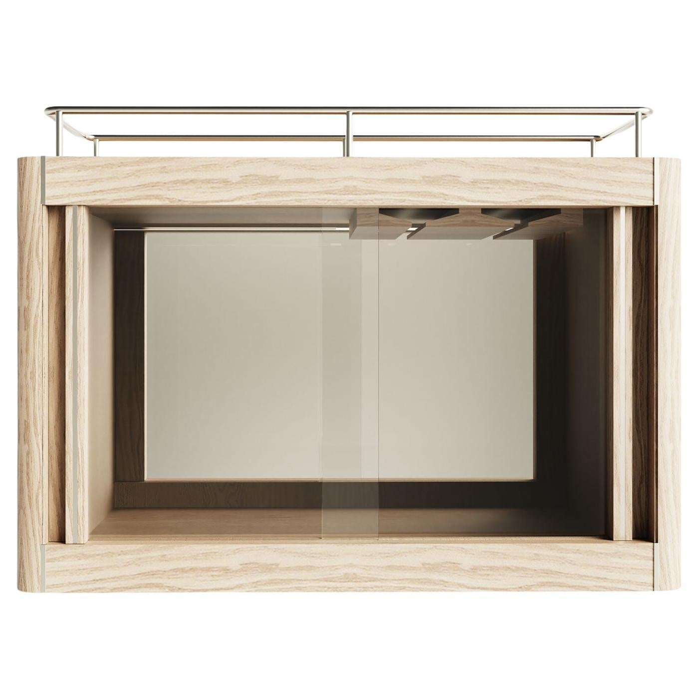 Wooden frame with glass panels on a white background