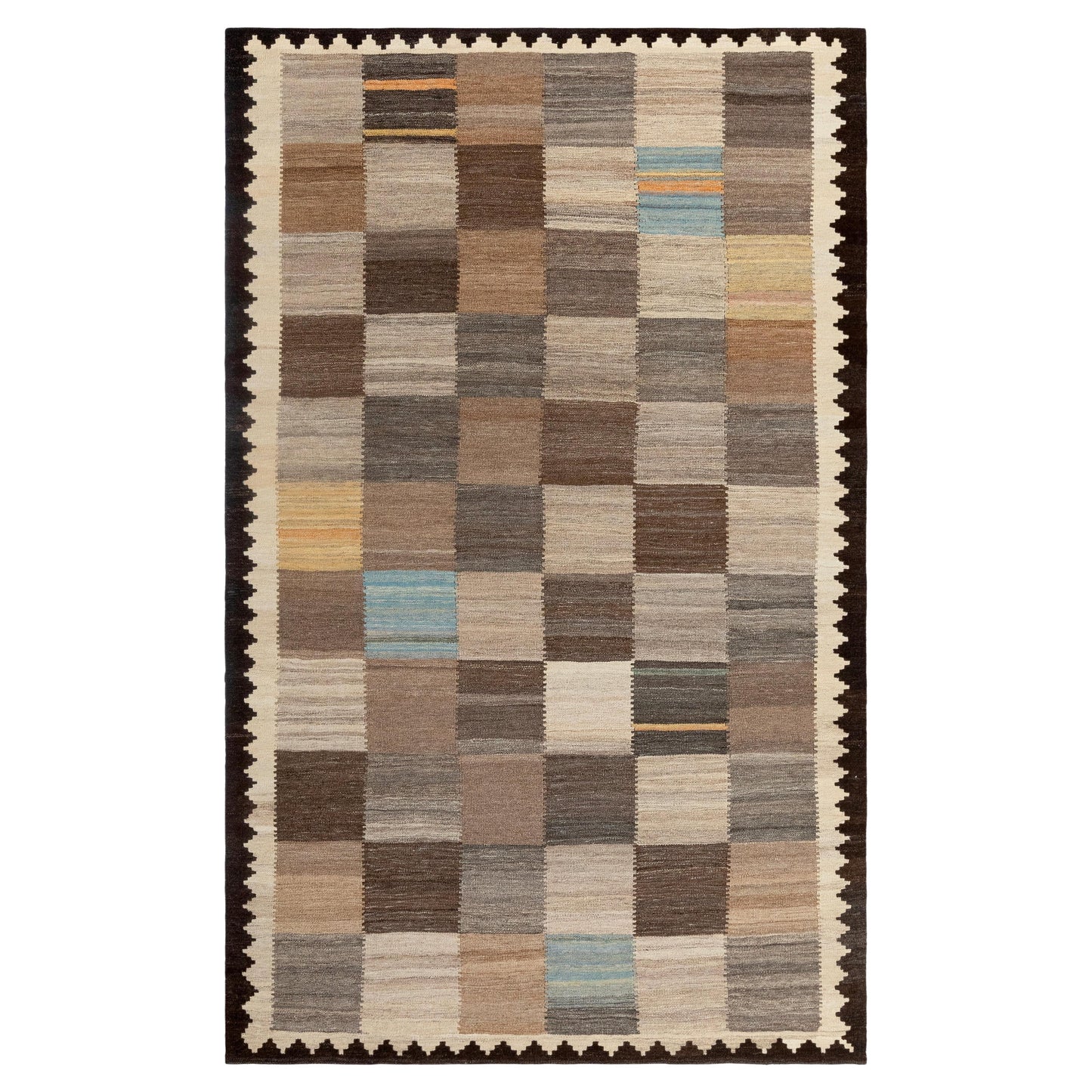 Vintage Modern Flatweave Wool Rug – Neutral Earth Tones 168 x 269 cm
