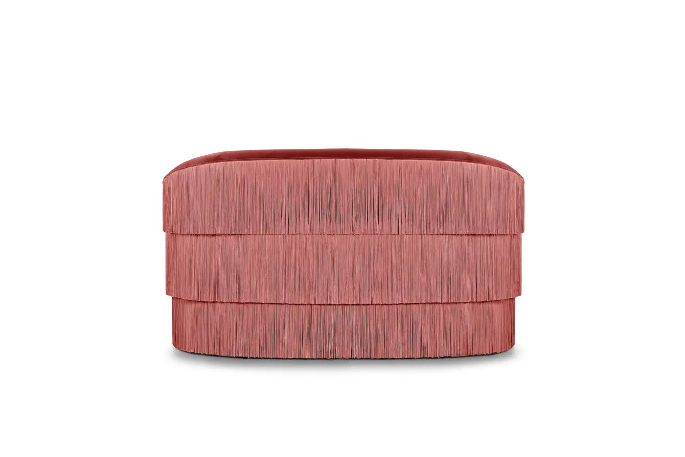 Hand Tailored Fringes 2-Seat Sofa in Antique Pink Velvet