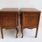 French Antique Style Carved Oak Nightstands 1960 Midcentury