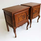 French Antique Style Carved Oak Nightstands 1960 Midcentury