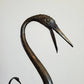 Mid-Century French Japonisme Bronze Crane Figures Iron Pedestal Sculpture