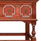 Wooden sideboard with two drawers on a white background