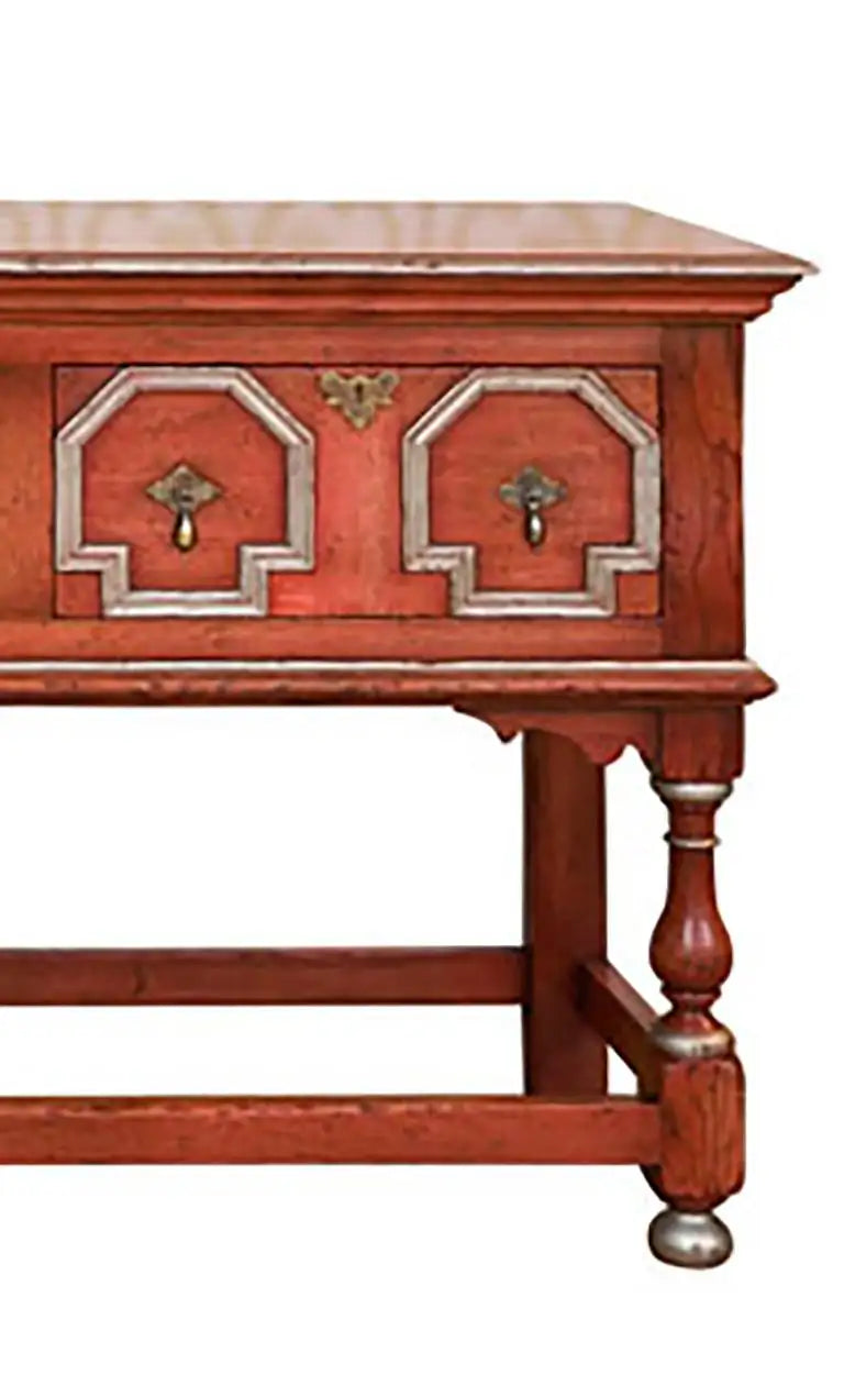Wooden sideboard with two drawers on a white background