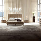 Giorgio USA Collection Italian Upholstered King Size Bed with Bronzed Brass Base