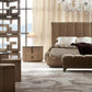 Giorgio USA Collection Italian Upholstered King Size Bed with Bronzed Brass Base