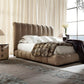 Giorgio USA Collection Italian Upholstered King Size Bed with Bronzed Brass Base