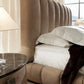Giorgio USA Collection Italian Upholstered King Size Bed with Bronzed Brass Base