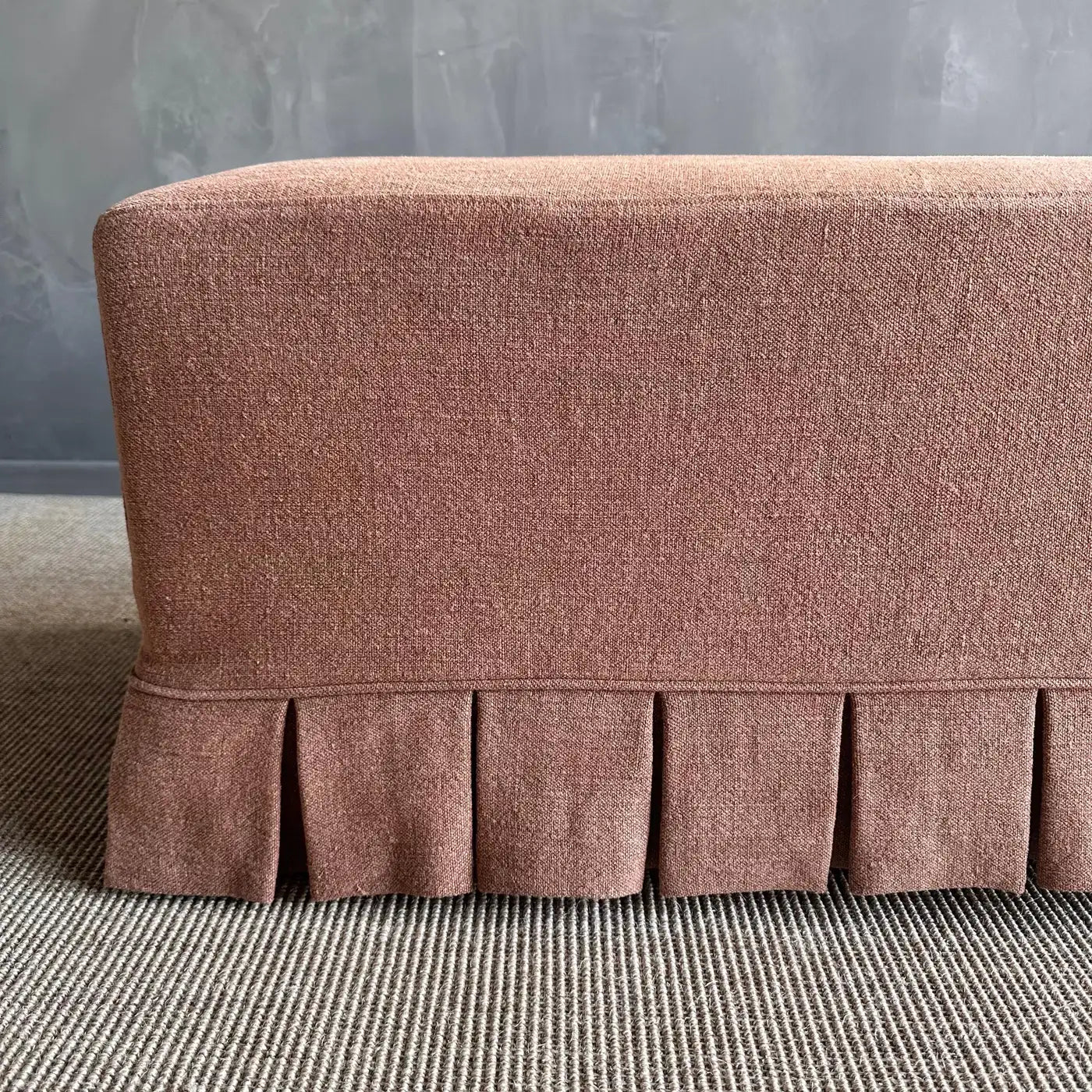 April Slip Covered Linen Bench with Pleated Skirt — Bloom Home Inc