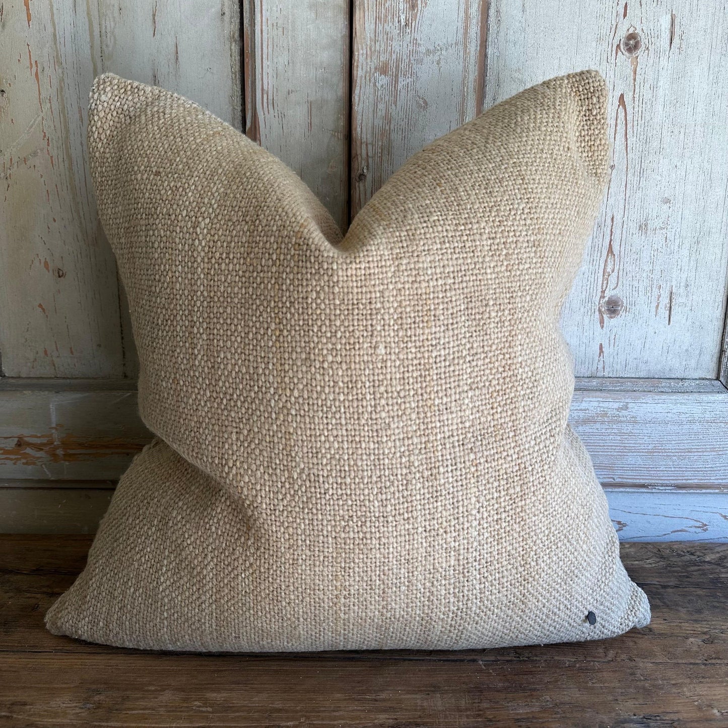Villa Hand-Made Wool Pillow with Down Feather Insert