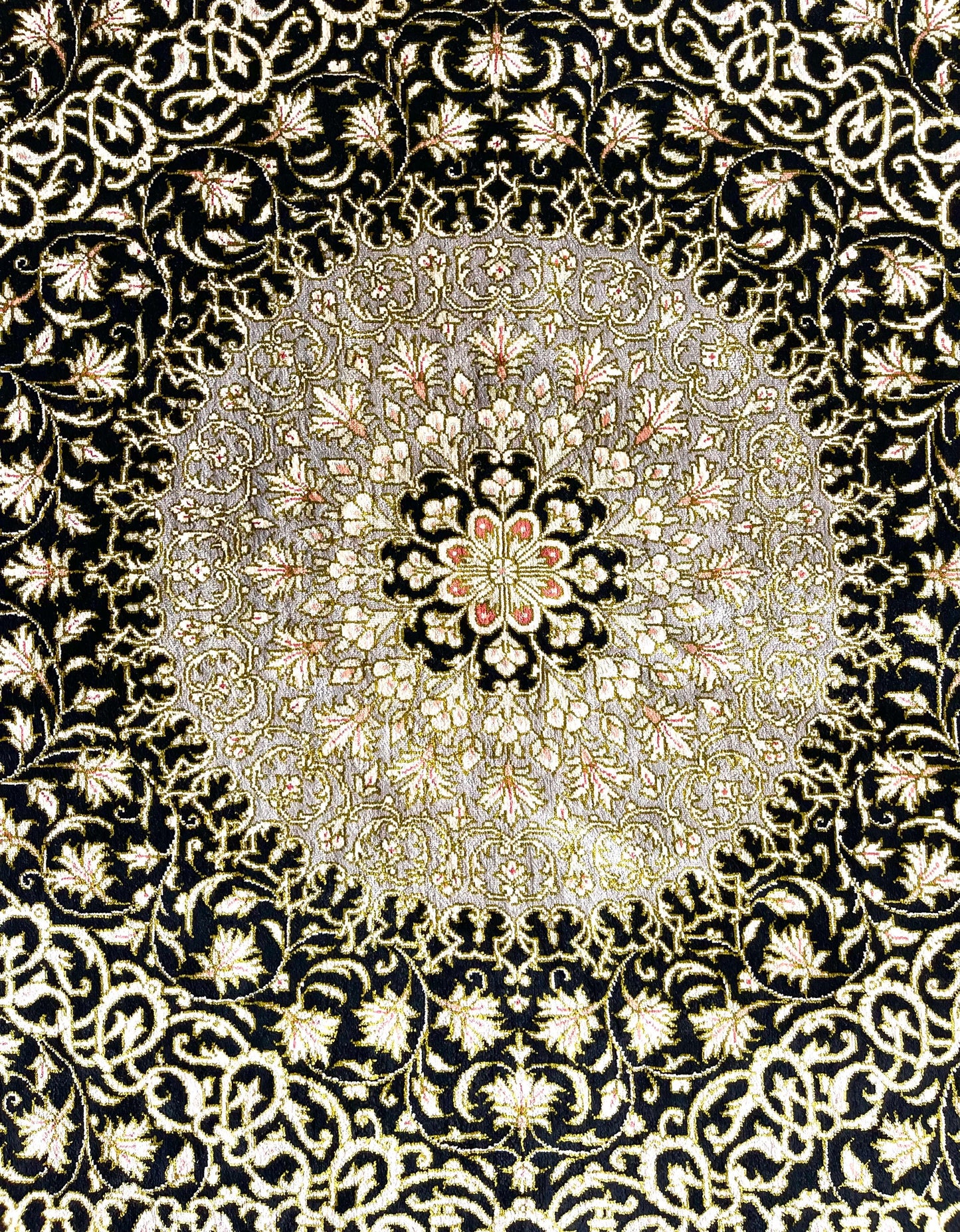 Authentic Hand-Knotted Persian Qum Silk Rug