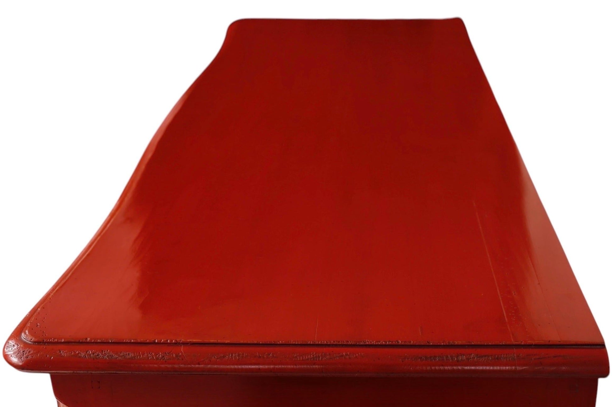 Red coffin on a white background